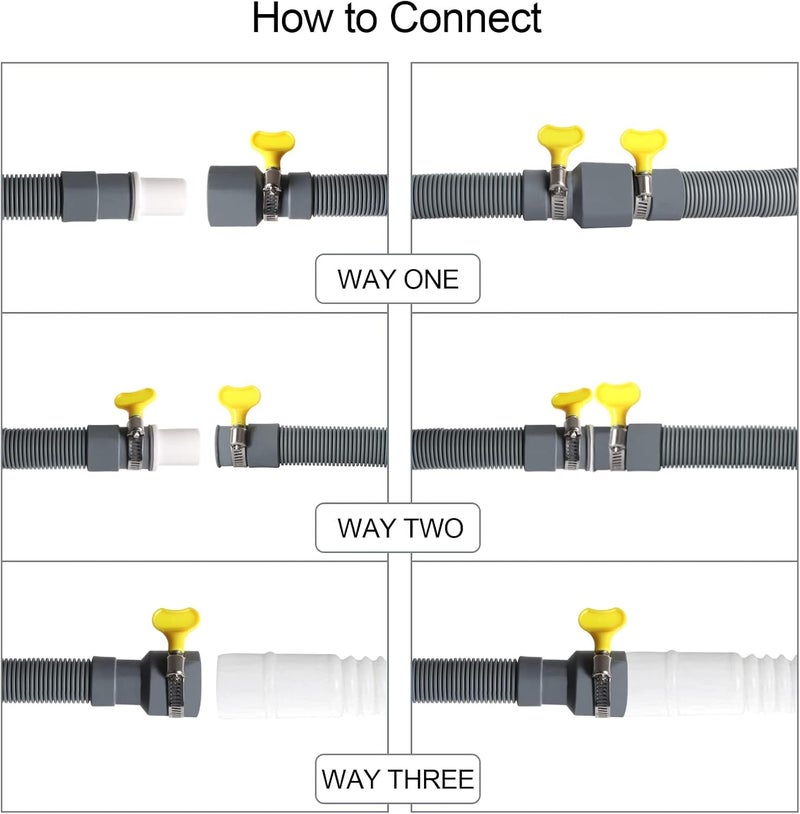Manste Washer Drain Hose Extension,23FT, Washing Machine Drain Hose Extension，extra Long Washer Drain Hose, U-Bend Holder, Adapter 4 Pcs Clamps - Image 3
